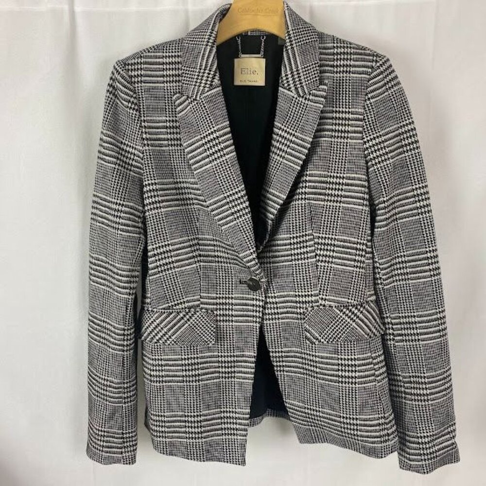 Elie Tahari Hounds Tooth  Button Front Blazer Women's Size 4‎